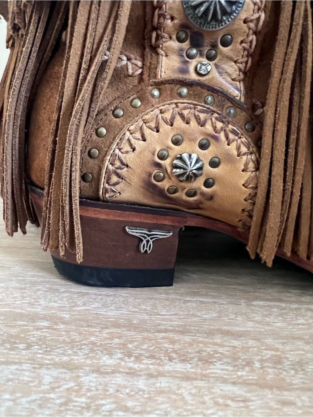 Lane Wind Walker Sandstone Leather Fringe Cowboy Boots - Picture 12 of 16